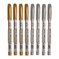 8Pcs/set Metal Fabric Markers Pens Permanent Paint DIY Metalic Marker Pens Sharpie Gold Silver Color Craftwork Pen Art Supplies