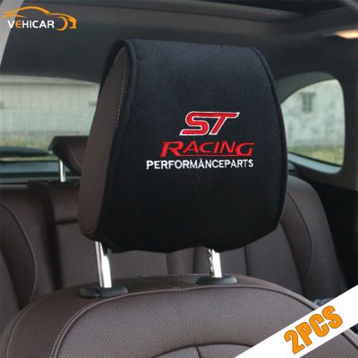 ❧∏ VEHICAR 2PCS Car Headrest Cover For ST Racing Headrest Covers Auto Car-Styling Badge Accessories