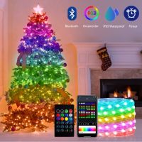 ▤∈ Dreamcolor Fairy Christmas Lights LED String Bluetooth WS2812B RGBIC Addressable Music Garland Party Wedding Decoration USB DC5V