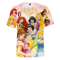 Rapunzels Jasmines Belles Auroras Cinderellas เสื้อยืด3D เด็กเด็กผู้ชายเด็กผู้หญิงฤดูร้อนแฟชั่นเด็กสบายๆเข้ากับเสื้อแขนแขนสั้นคอกลม0520 0000