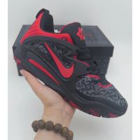 New ✅Original ΝΙΚΕ K D 15 E P Black Red Fashion Training Basketball Shoes Actual Combat Sports Shoes （Free Shipping）