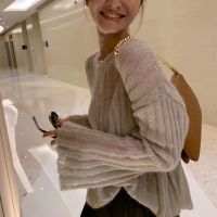 ∏ Limiguyue Knitted Pullovers Jumpers Loose Soft Mohair Sweater O-neck Thin Trumpet Sleeve Beach J757