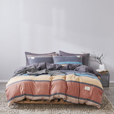Grey Stripes Duvet Cover Set 34 Pieces Modern Bedclothes Include Bed Sheet Pillowcase Comforter Cover For Kids And Adult