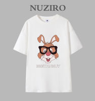 NUZIRO เสื้อยืดแขนสั้นทรงหลวมสำหรับผู้หญิงผ้าฝ้ายลำลองเกาหลี