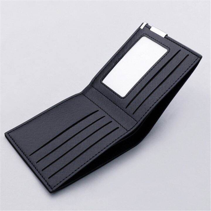 top-men-soft-pu-leather-black-white-solid-color-simple-short-ultra-thin-small-wallets-multi-card-slots-card-holder-small-coin-purse