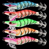 【hot】◘☍✇ Lighted Squid Jig Hooks 5pcs Led Fishing Shrimp Bait SetSimulation Prawn Lures Crawfish Bass jig