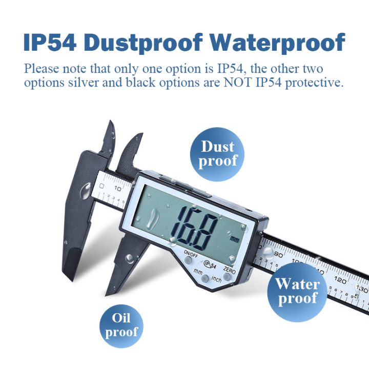 เครื่องวัดเส้นผ่าศูนย์กลางดิจิตอล-ip54-150มม-วัสดุคาร์บอนไฟเบอร์ความละเอียด0-1มม-ไม้บรรทัดเครื่องวัดไฟฟ้าแบบปรับเลื่อนได้กันน้ำกันฝุ่นสำหรับการวัดรายวัน