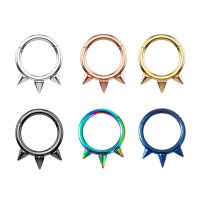 【HOT】 1PC Punk Spiked Septum Nostril Piercing Surgical Clicker Segment Hinged Rings Hoop 16G Cartilage Earring