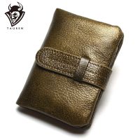 100% Luxury Vintage Casual Real Cowhide Oil Wax Leather Lady Gloden Color Women Wallets Purse Coin Pocket Female Zipper