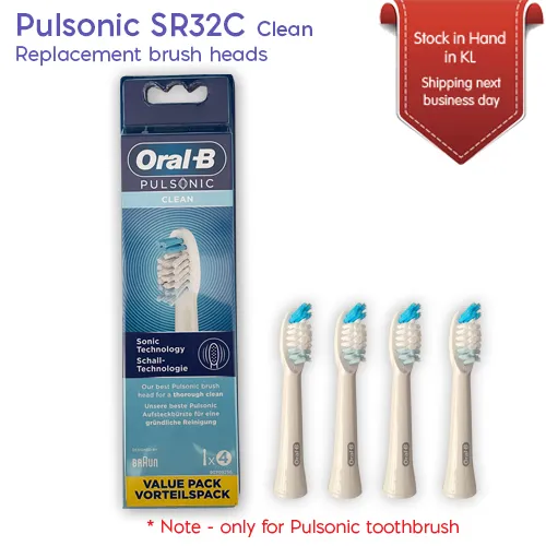 OralB SR32C Pulsonic Clean Replacement Refill Brush Heads Electric Toothbrush [EU Edition] Lazada