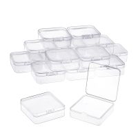 16 Pack Clear Plastic Beads Storage Containers Box with Hinged Lid for Small Items, Diamond, Beads (2.2X2.2X0.79In)