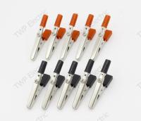 10 ชิ้น คลิปปากจระเข้ ตัวหนีบสายไฟ สีแดงและดำ ขนาด 55 มิลลิเมตร  10 pcs 55mm Plastic Handle Test Probe Metal Alligator Clips