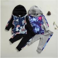 [COD] Childrens sweater suit spot wholesale Boys and children sports style long-sleeved hooded tie-dye two-piece set