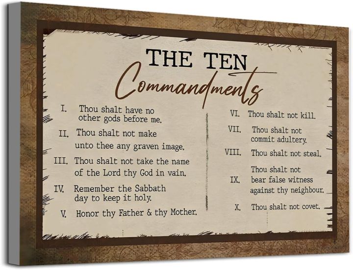 The Ten Commandments Wall Art Church Quotes Scripture Canvas Wall Art ...