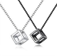 Simple Hollow Geometric Rubik 39;s Cube Unique Wild Pendant Square Frosty Fashion Couple Necklace Fashion Charm Party Jewelry