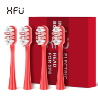 หัวเปลี่ยนได้ * 4สำหรับแปรงสีฟันแบตเตอรี่ไฟฟ้าระบบโซนิค XFU-2007ใช้ได้กับที่จับ (สีแดง)