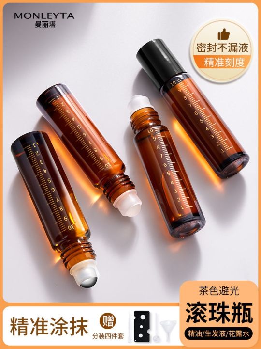 light-proof-roller-ball-bottle-10ml-glass-travel-portable-scale-dropper-essential-oil-sample-roll-on-empty-bottle