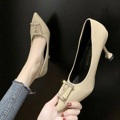 High Heels Womens Stiletto Heels  Spring and Autumn New Fashion All-match Temperament Pointed French Womens Single Shoes