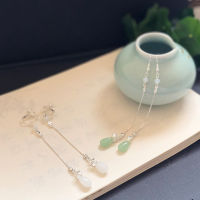 Ancient Style Fresh and Simple Colored Glaze Water Drops Long Earrings Super Immortal and Beautiful 925 Silver Ear Hook Classic Han Suit Earrings Female 3P3A