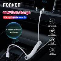 [HOT RUXMMMLHJ 566] สายเคเบิล USB ยืดหดได้ชนิด C สปริงรถ Tipo C Wire 66W 6A สำหรับ Samsung S22สายชาร์จเร็วพิเศษสำหรับ Poco F4 Gt