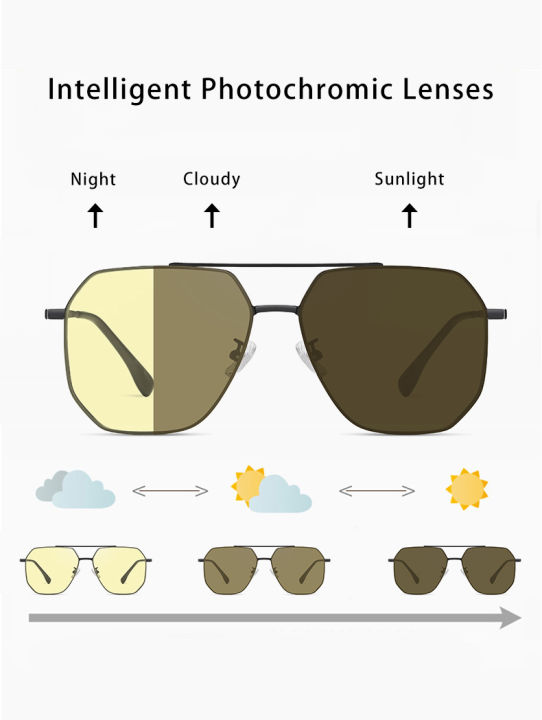 kateluo-แว่นตากันแดดสีเทาการมองเห็นได้ในเวลากลางคืนคลาสสิกแฟชั่นของผู้ชายธุรกิจโลหะไนลอน-photochromic-แว่นตากันแดดกว้างหลายมุม-cp2261