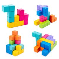 15 cards free 7pcs Beech box training cube improving attention puzzle 3d educational toys wood toys for children Wooden Toys