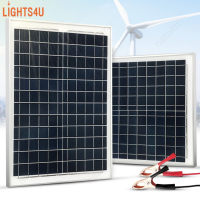 แผงโซล่าเซลล์ แผงโซล่า Solar panel 18v แผง solar solar cell  สำหรับชาร์จแบตเตอรี่ ใช้พลังงานแสงอาทิตย์ ประหยัดไฟ Lights4u