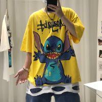 Stitch Hong Kong Style Short SleeveT-Shirt Korean Version FashioninsFashion Brand Casual Loose All-Match Half Sleeve Student Top