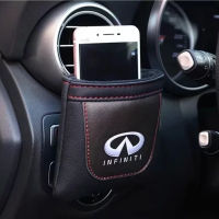 1 Pcs New Leather Infiniti Car Logo Air Outlet Storage Pockets Mobile Phone Bag Car Debris Pockets