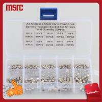 MSRC 260Pcs 304สแตนเลสสตีล ชุดสกรูสกรู M3 M4 M5 M6 สกรูตัวหนอน พร้อมกล่องเก็บของ ประเภทสกรูเมตริก อุปกรณ์ติดตั้งในห้องน้ำ