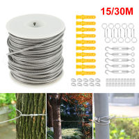 15m30m Steel PVC Coated Flexible Wire Rope Soft Cable Transparent Stainless Steel Clothesline Kit Cable with Accessories