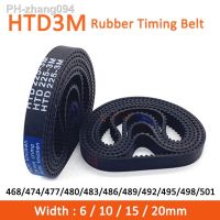 1pc HTD3M Timing Belt 468/474/477/480/483/486/489/492/495/498/501mm Width 6/10/15/20mm Rubber Closed Synchronous Belt Pitch 3mm