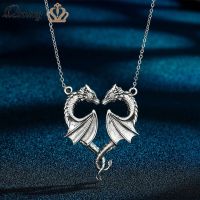 QIMING Handmade Viking Dragon Pendant Necklace For Men Heart Symbol Of Love Vintage Jewelry Punk Necklace