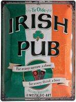 Nostalgic-Art Retro Tin Sign, Open Bar – Irish Pub – Gift idea for Decoration, Metal Plaque, Vintage Design for Decoration, 11.8" x 15.7"