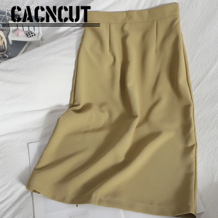 กระโปรง-cacncut-มีซับใน-สำหรับฤดูร้อน2023ขนาดเล็กใหม่กระโปรงสีชมพูกระโปรงยาวปานกลางทรงสลิมกระโปรงไม่มีขอบ