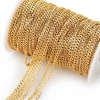 2M Width 3mm Filled Gold Curb Chain Roll Stainless Steel NK 1:1 Cuban Chains for DIY Necklace Bracelet Jewelry Making Supplies