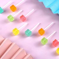 Mini lollipop อมยิ้มจิ๋วทรงลูกเต๋ารสผลไม้ 50-100ชิ้น (1ชิ้น/3กรัม) สีสันสดใส อบยิ้มสผลไม้คละสี