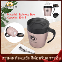 【I LED STORE】สแตนเลสถ้วยกาแฟเก็บความร้อนน้ำถ้วยพร้อมช้อนและฝาปิดสำหรับ Water Cup Office TRAVEL