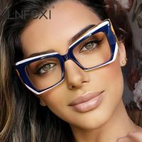 LNFCXI TR90 Ins Popular Fashion Polygon Cat Eye Glasses Frame Women Luxury Designer Retro Eyeglasses for Ladies Optical