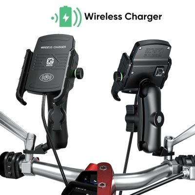 Bike Waterproof Motorcycle Phone Holder Moto Phone Mount Cellphone Stand 15W Qi Wireless Charger Fast Charging Mobile Support