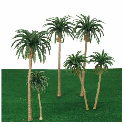 5pieces Layout Cupcake Topper DIY Scenery Train Rain Forests Landscape Miniature Plant Coconut Tree Diorama