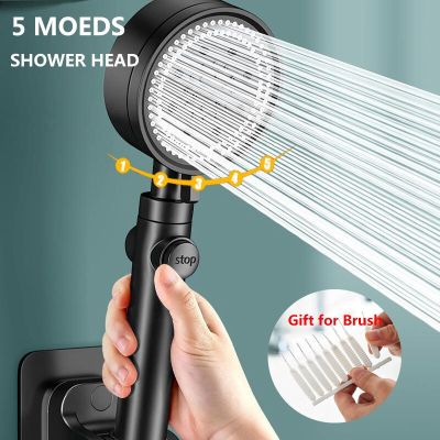 High Pressure Shower Head 5 Modes Adjustable Rainfall Showehead Hose set Shower Filter Water Saving Spray Nozzle Bathroom Showerheads