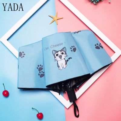 YADA ร่มของขวัญรูปการ์ตูนแมวร่มพับได้ร่มเด็กฝนกันยูวีสำหรับเด็กหญิงเด็กชาย YD040กรงเล็บแมว