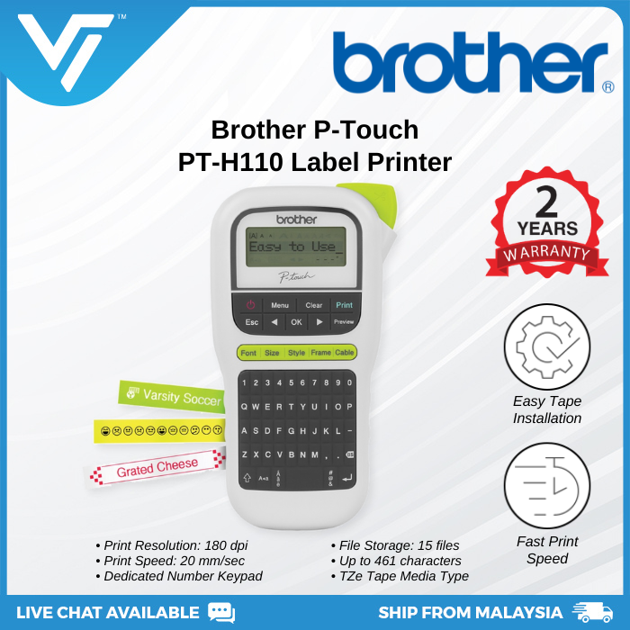 Brother PTouch PTH110 Label Printer (Easy, Portable Label Maker, 2Y