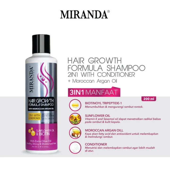 Miranda Shampoo Kuda 2in1 Shampoo dan Kondisioner dengan Moroccan Argan
