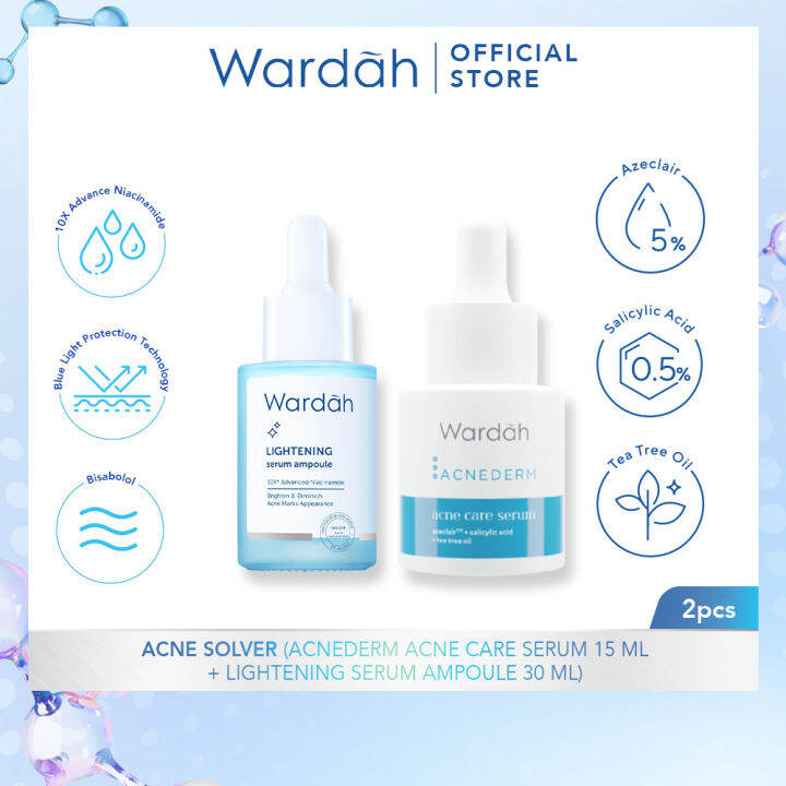 Wardah Acne Solver Acnederm Acne Care Serum with Azeclair + Lightening ...