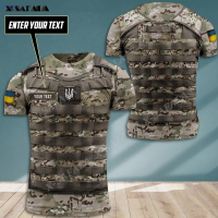 T-shirt 2023！New！pendek biasa pria, leher bulat, dicetak dengan pola bendera militer 3D, gaya Ukraina. High quality products （Freeprinting of names）