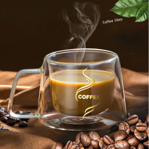 Transparent Glass Double Layer Heat Resistant Coffee Cup Mug Milk Cup 200ml