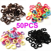 ﹍ 50pcs Girls Solid Color Elastic Hair Bands 3cm Rubber Band Ponytail Holder Gum Headwear Korean Girl Hair Accessories Ornaments