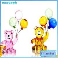 EASYEAH 2 pcs สีชมพูอมชมพู ตุ๊กตาหมีแก้ว สีเหลืองทาเล็บ คริสตัลสีขาว ลูกโป่งคริสตัลรูปหมี ความสวยงามที่ชื่นชอบ บอลลูนบอลลูน ของตกแต่งโต๊ะรูปหมีพร้อมลูกโป่ง บ้านในบ้าน